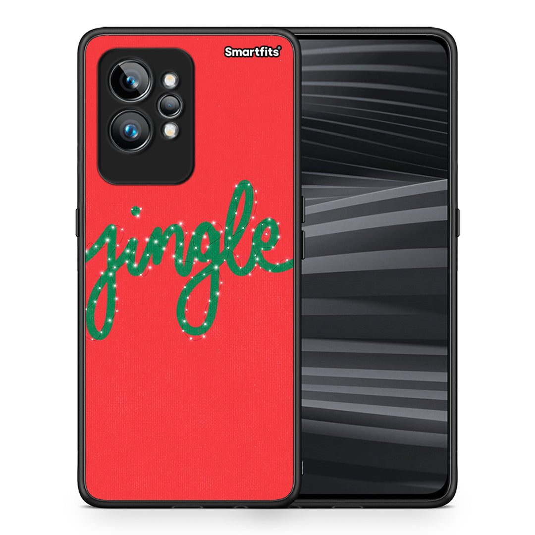 Θήκη Realme GT2 Pro Jingle Xmas από τη Smartfits με σχέδιο στο πίσω μέρος και μαύρο περίβλημα | Realme GT2 Pro Jingle Xmas Case with Colorful Back and Black Bezels