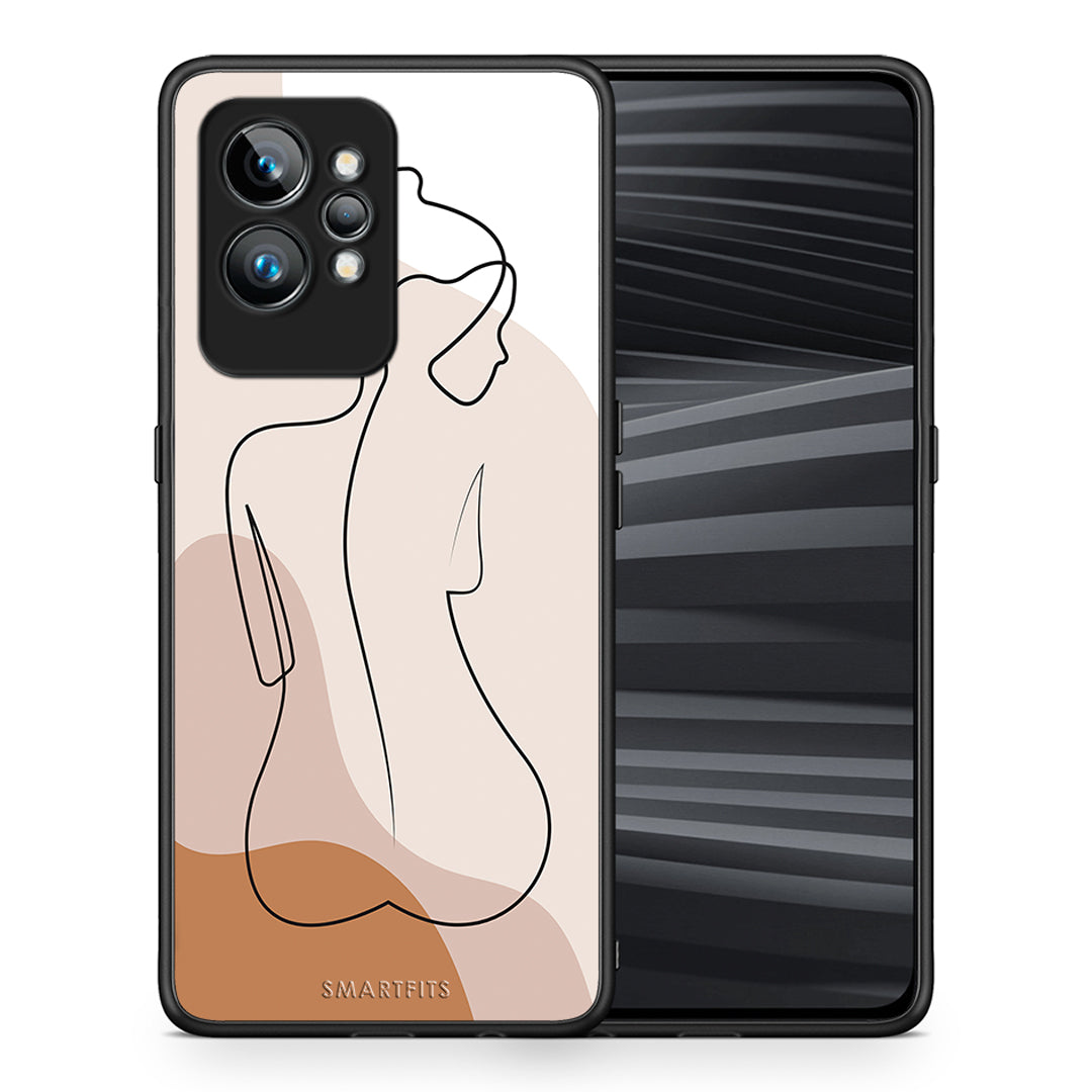 Θήκη Realme GT2 Pro LineArt Woman από τη Smartfits με σχέδιο στο πίσω μέρος και μαύρο περίβλημα | Realme GT2 Pro LineArt Woman Case with Colorful Back and Black Bezels