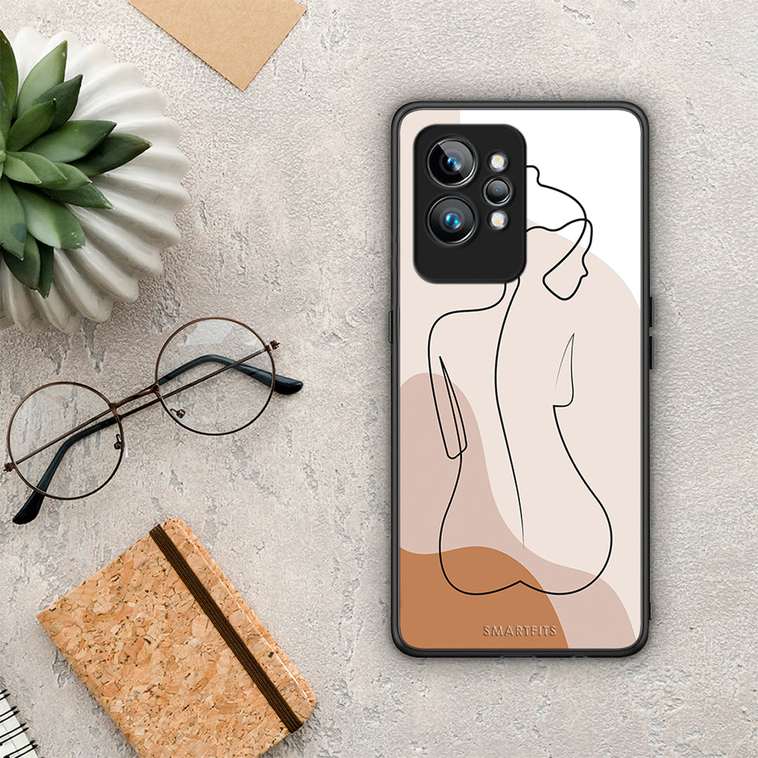 Θήκη Realme GT2 Pro LineArt Woman από τη Smartfits με σχέδιο στο πίσω μέρος και μαύρο περίβλημα | Realme GT2 Pro LineArt Woman Case with Colorful Back and Black Bezels