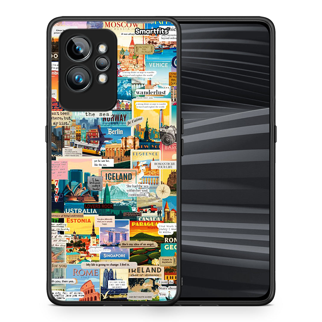 Θήκη Realme GT2 Pro Live To Travel από τη Smartfits με σχέδιο στο πίσω μέρος και μαύρο περίβλημα | Realme GT2 Pro Live To Travel Case with Colorful Back and Black Bezels