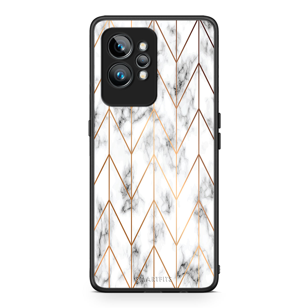 Θήκη Realme GT2 Pro Marble Gold Geometric από τη Smartfits με σχέδιο στο πίσω μέρος και μαύρο περίβλημα | Realme GT2 Pro Marble Gold Geometric Case with Colorful Back and Black Bezels