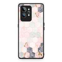 Thumbnail for Θήκη Realme GT2 Pro Marble Hexagon Pink από τη Smartfits με σχέδιο στο πίσω μέρος και μαύρο περίβλημα | Realme GT2 Pro Marble Hexagon Pink Case with Colorful Back and Black Bezels