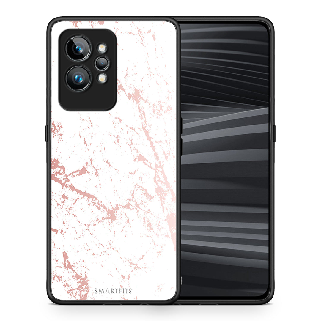 Θήκη Realme GT2 Pro Marble Pink Splash από τη Smartfits με σχέδιο στο πίσω μέρος και μαύρο περίβλημα | Realme GT2 Pro Marble Pink Splash Case with Colorful Back and Black Bezels