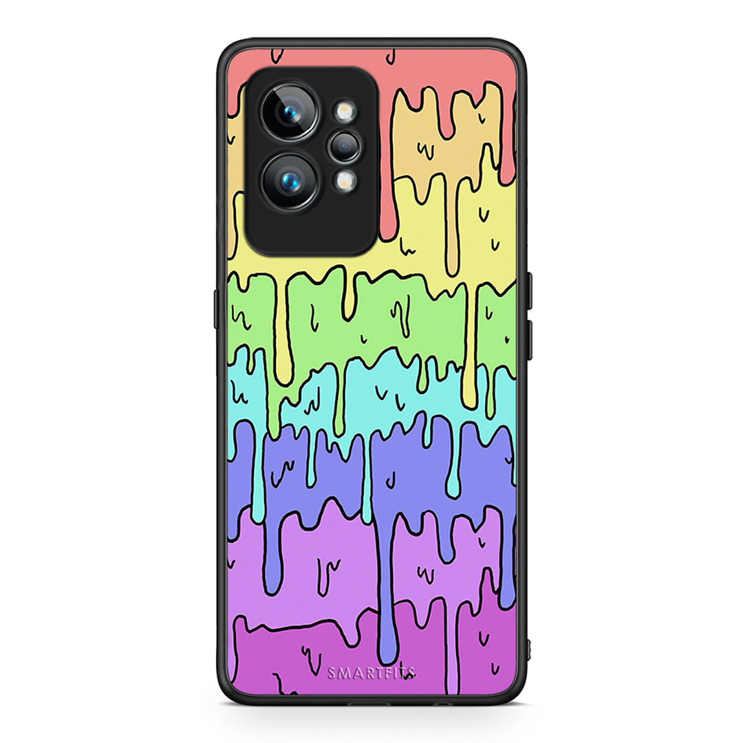 Θήκη Realme GT2 Pro Melting Rainbow από τη Smartfits με σχέδιο στο πίσω μέρος και μαύρο περίβλημα | Realme GT2 Pro Melting Rainbow Case with Colorful Back and Black Bezels