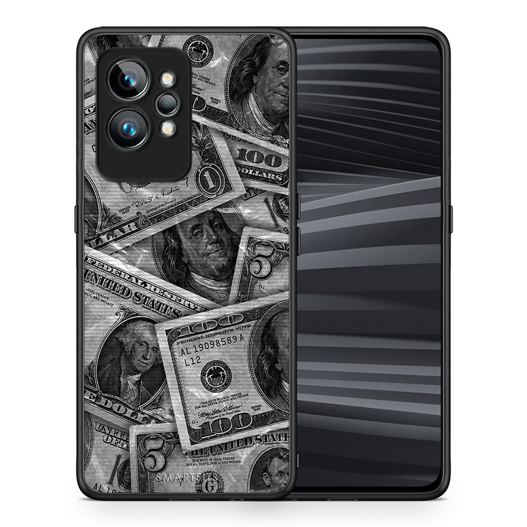 Θήκη Realme GT2 Pro Money Dollars από τη Smartfits με σχέδιο στο πίσω μέρος και μαύρο περίβλημα | Realme GT2 Pro Money Dollars Case with Colorful Back and Black Bezels