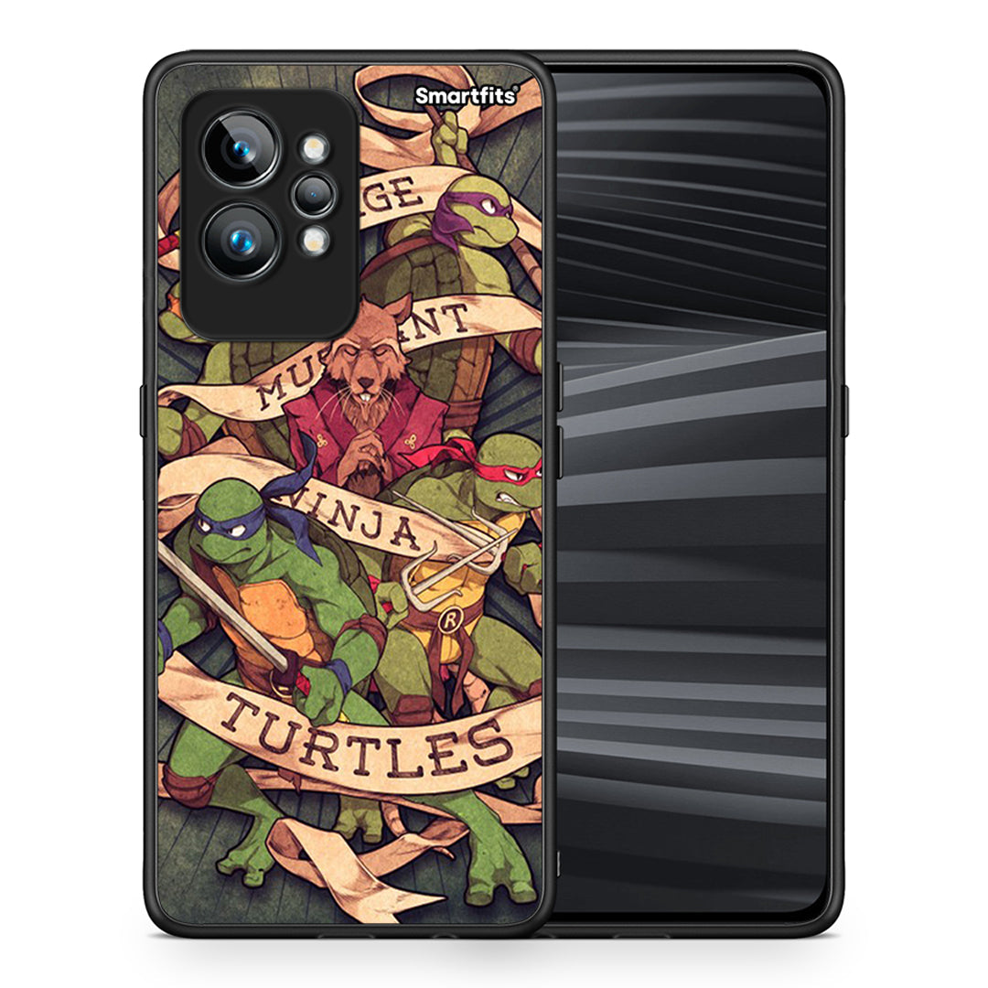 Θήκη Realme GT2 Pro Ninja Turtles από τη Smartfits με σχέδιο στο πίσω μέρος και μαύρο περίβλημα | Realme GT2 Pro Ninja Turtles Case with Colorful Back and Black Bezels