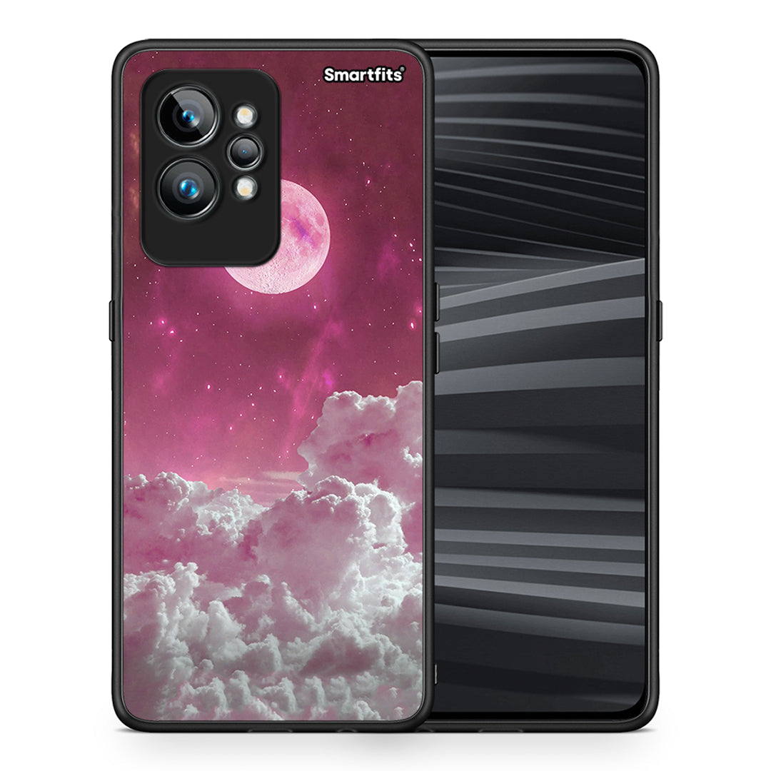 Θήκη Realme GT2 Pro Pink Moon από τη Smartfits με σχέδιο στο πίσω μέρος και μαύρο περίβλημα | Realme GT2 Pro Pink Moon Case with Colorful Back and Black Bezels