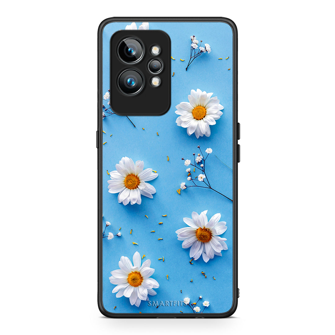 Θήκη Realme GT2 Pro Real Daisies από τη Smartfits με σχέδιο στο πίσω μέρος και μαύρο περίβλημα | Realme GT2 Pro Real Daisies Case with Colorful Back and Black Bezels