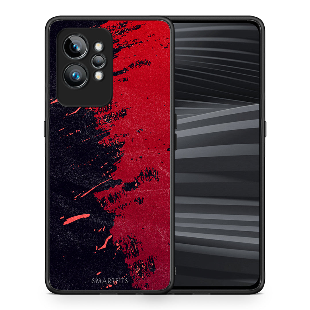 Θήκη Realme GT2 Pro Red Paint από τη Smartfits με σχέδιο στο πίσω μέρος και μαύρο περίβλημα | Realme GT2 Pro Red Paint Case with Colorful Back and Black Bezels