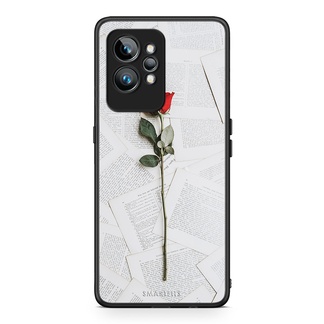 Θήκη Realme GT2 Pro Red Rose από τη Smartfits με σχέδιο στο πίσω μέρος και μαύρο περίβλημα | Realme GT2 Pro Red Rose Case with Colorful Back and Black Bezels