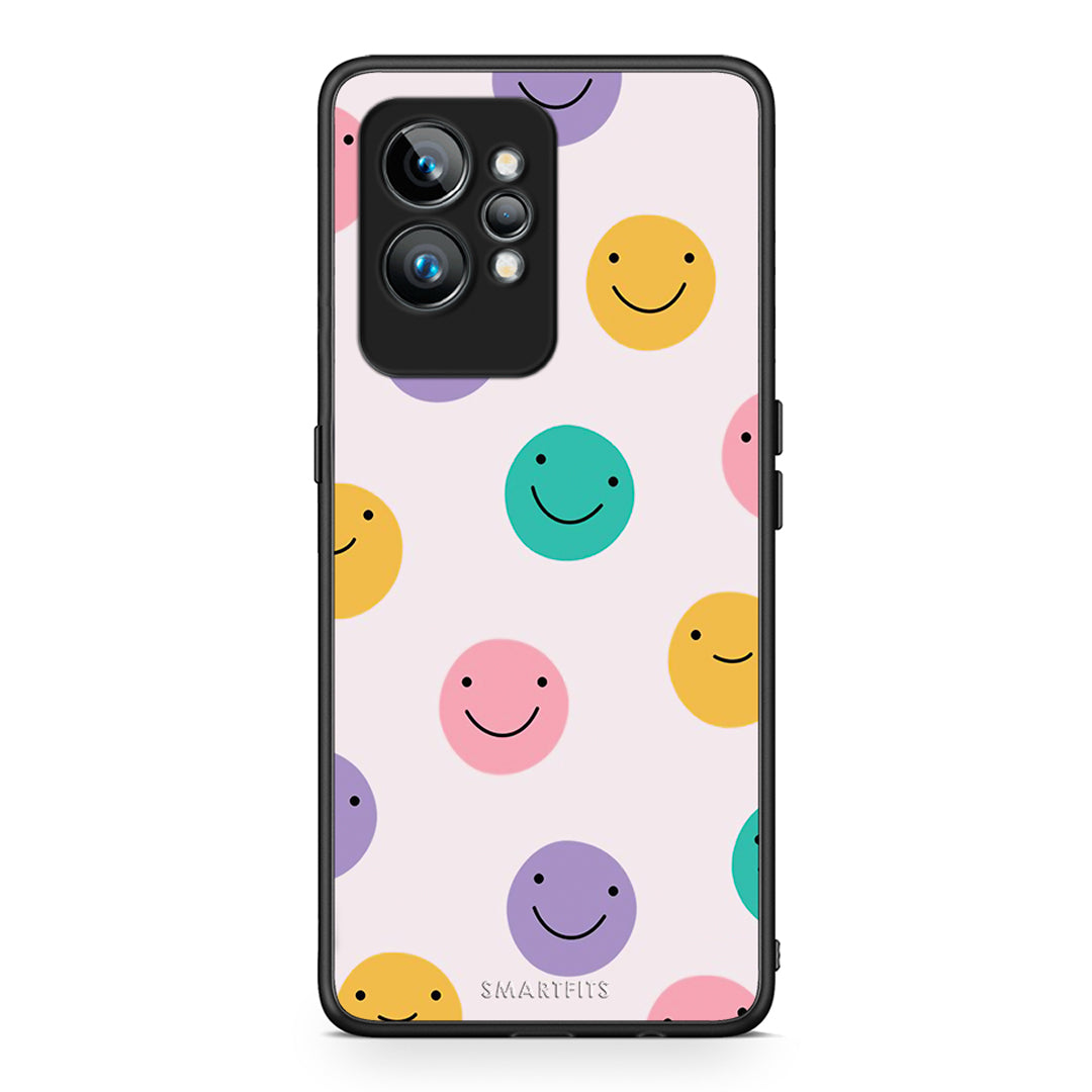 Θήκη Realme GT2 Pro Smiley Faces από τη Smartfits με σχέδιο στο πίσω μέρος και μαύρο περίβλημα | Realme GT2 Pro Smiley Faces Case with Colorful Back and Black Bezels