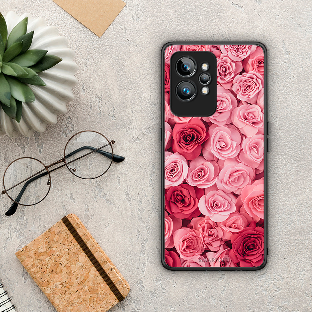 Θήκη Realme GT2 Pro Valentine RoseGarden από τη Smartfits με σχέδιο στο πίσω μέρος και μαύρο περίβλημα | Realme GT2 Pro Valentine RoseGarden Case with Colorful Back and Black Bezels