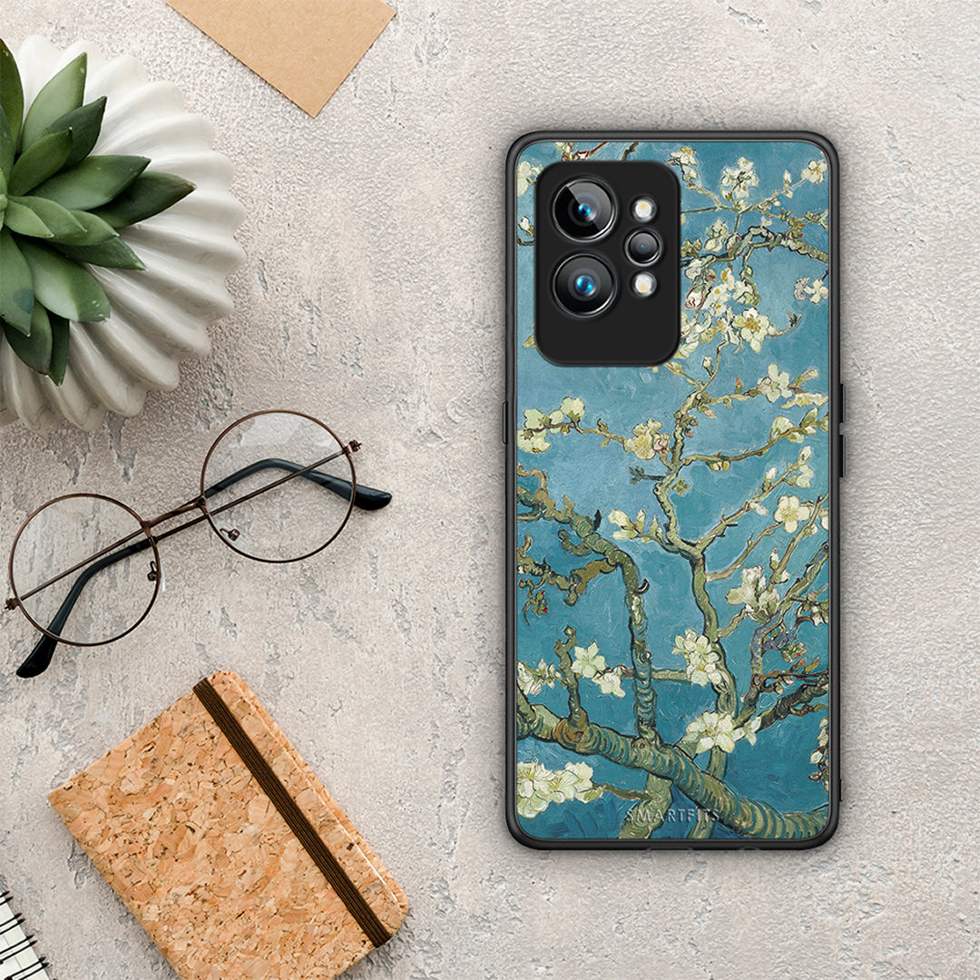 Θήκη Realme GT2 Pro White Blossoms από τη Smartfits με σχέδιο στο πίσω μέρος και μαύρο περίβλημα | Realme GT2 Pro White Blossoms Case with Colorful Back and Black Bezels