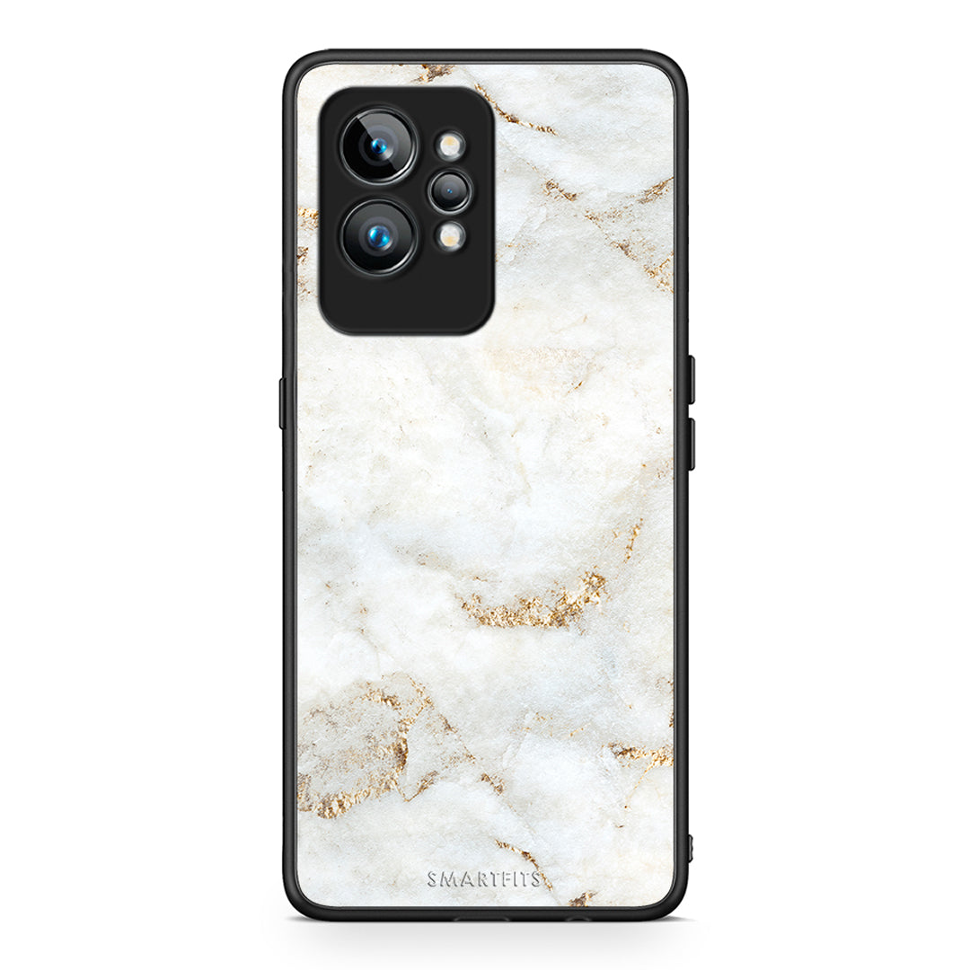 Θήκη Realme GT2 Pro White Gold Marble από τη Smartfits με σχέδιο στο πίσω μέρος και μαύρο περίβλημα | Realme GT2 Pro White Gold Marble Case with Colorful Back and Black Bezels