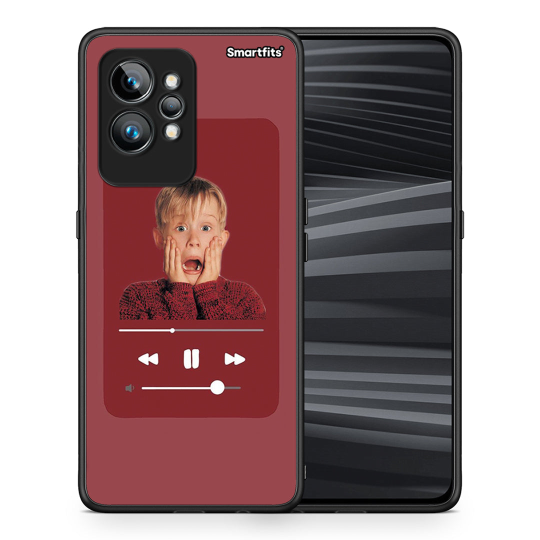 Θήκη Realme GT2 Pro Xmas Alone Music από τη Smartfits με σχέδιο στο πίσω μέρος και μαύρο περίβλημα | Realme GT2 Pro Xmas Alone Music Case with Colorful Back and Black Bezels