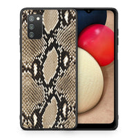 Thumbnail for Θήκη Samsung A02s Fashion Snake Animal από τη Smartfits με σχέδιο στο πίσω μέρος και μαύρο περίβλημα | Samsung A02s Fashion Snake Animal case with colorful back and black bezels