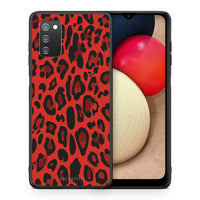 Thumbnail for Θήκη Samsung A02s Red Leopard Animal από τη Smartfits με σχέδιο στο πίσω μέρος και μαύρο περίβλημα | Samsung A02s Red Leopard Animal case with colorful back and black bezels