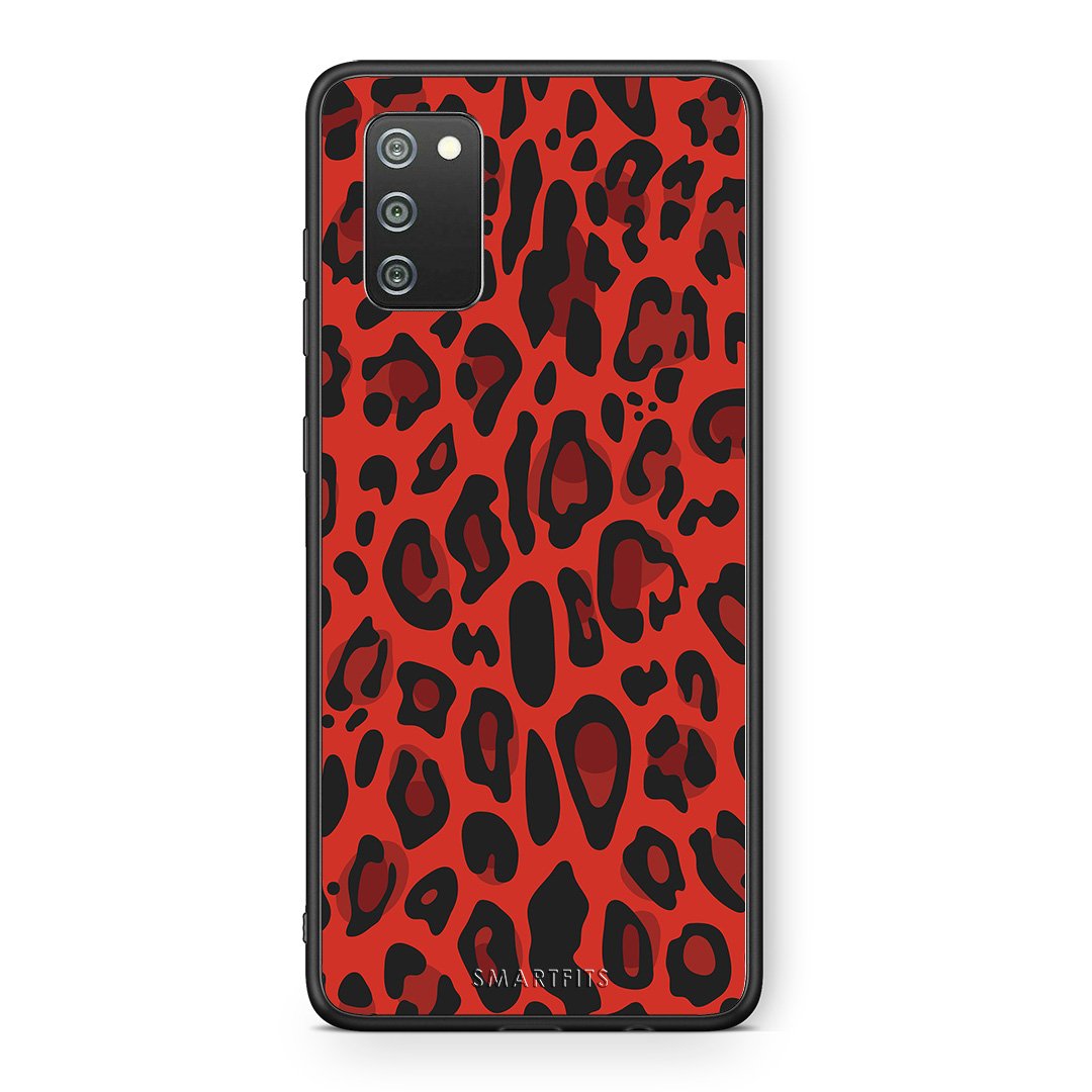 4 - Samsung A02s Red Leopard Animal case, cover, bumper