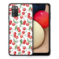 Thumbnail for Θήκη Samsung A02s Cherry Summer από τη Smartfits με σχέδιο στο πίσω μέρος και μαύρο περίβλημα | Samsung A02s Cherry Summer case with colorful back and black bezels