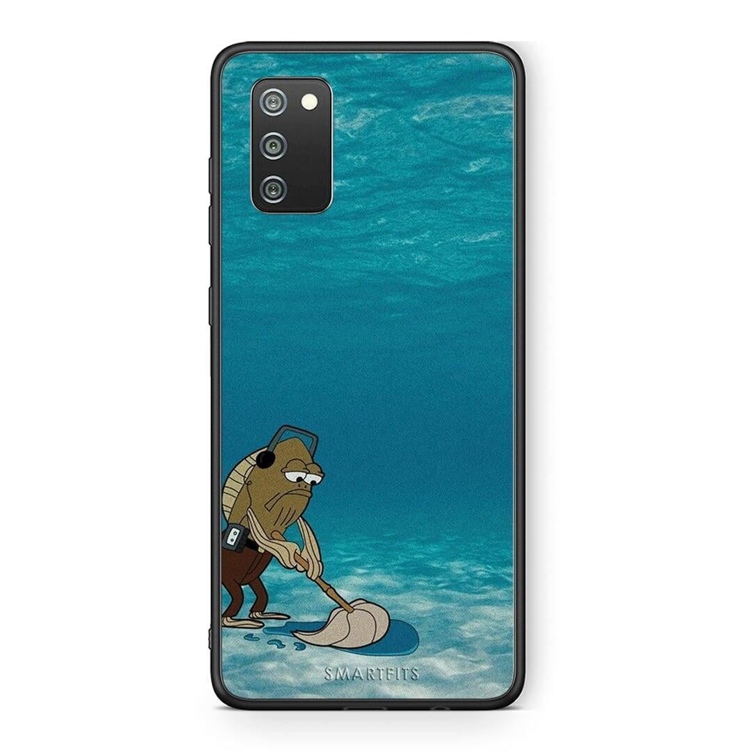 Samsung A02s Clean The Ocean Θήκη από τη Smartfits με σχέδιο στο πίσω μέρος και μαύρο περίβλημα | Smartphone case with colorful back and black bezels by Smartfits