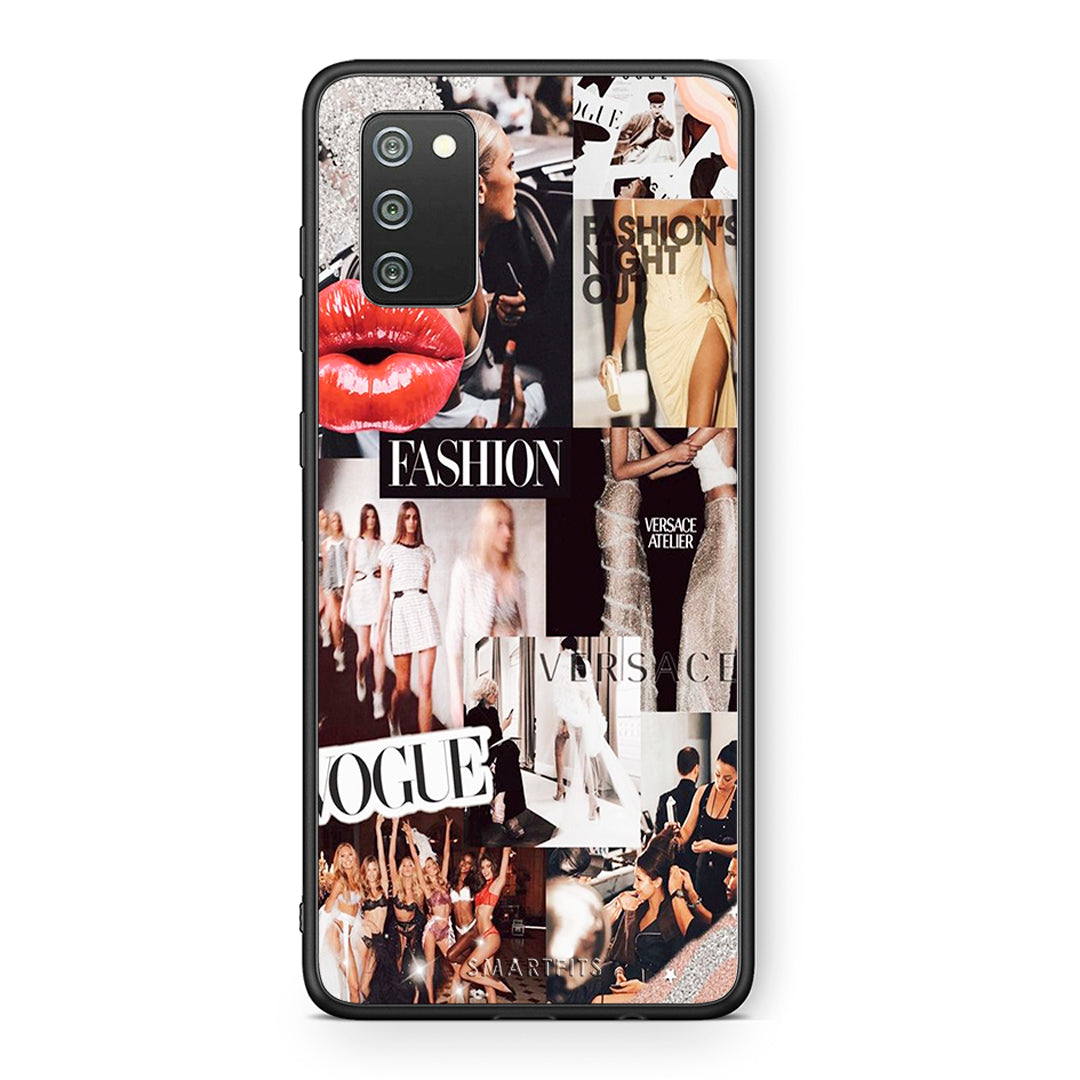 Samsung A02s Collage Fashion Θήκη Αγίου Βαλεντίνου από τη Smartfits με σχέδιο στο πίσω μέρος και μαύρο περίβλημα | Smartphone case with colorful back and black bezels by Smartfits
