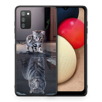Thumbnail for Θήκη Samsung A02s Tiger Cute από τη Smartfits με σχέδιο στο πίσω μέρος και μαύρο περίβλημα | Samsung A02s Tiger Cute case with colorful back and black bezels