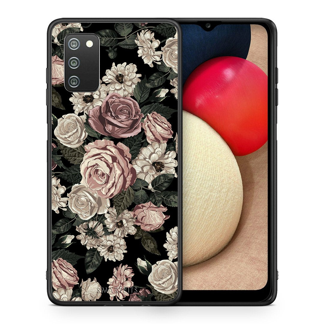 Θήκη Samsung A02s Wild Roses Flower από τη Smartfits με σχέδιο στο πίσω μέρος και μαύρο περίβλημα | Samsung A02s Wild Roses Flower case with colorful back and black bezels