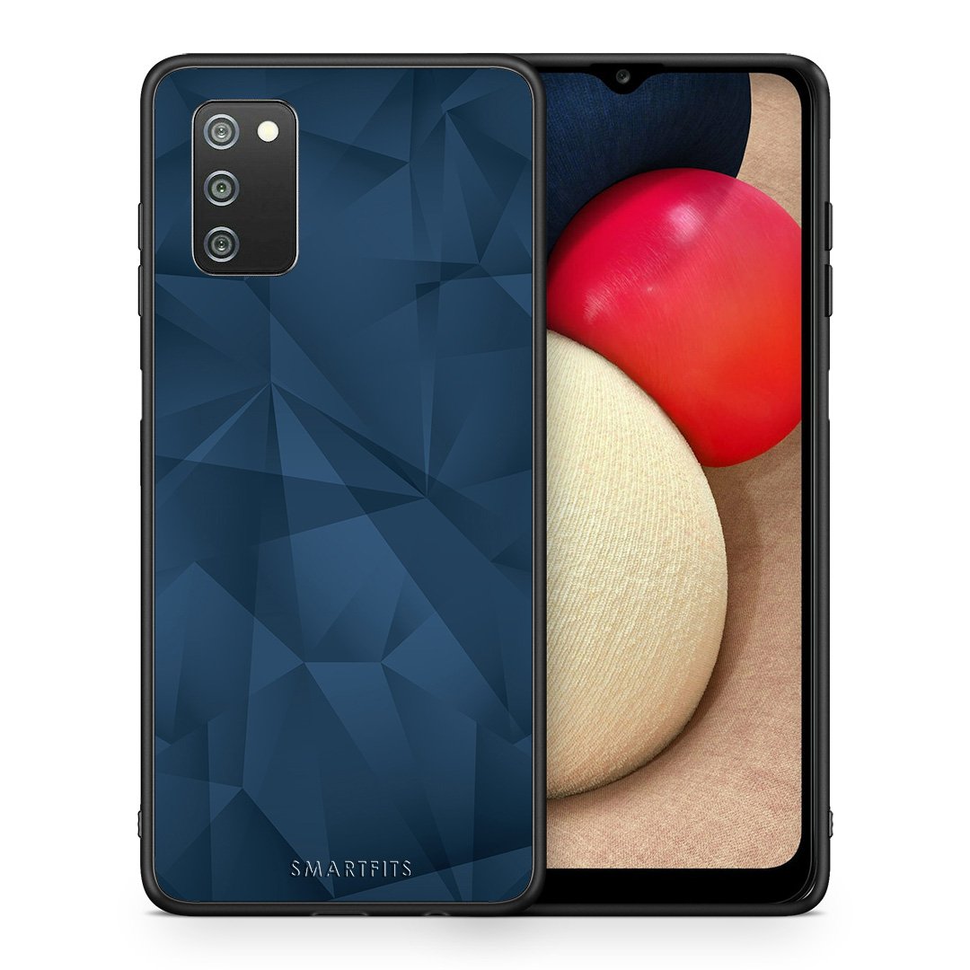 Θήκη Samsung A02s Blue Abstract Geometric από τη Smartfits με σχέδιο στο πίσω μέρος και μαύρο περίβλημα | Samsung A02s Blue Abstract Geometric case with colorful back and black bezels