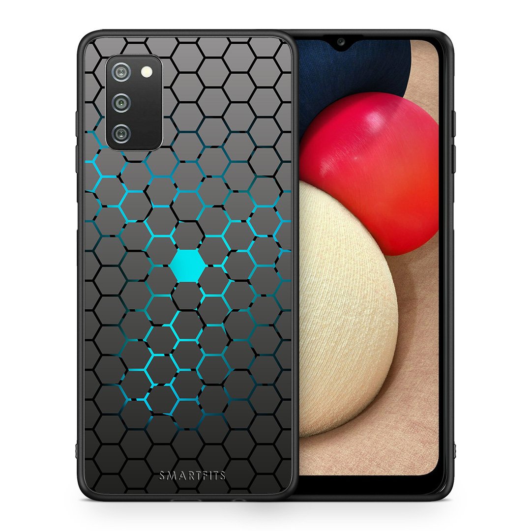 Θήκη Samsung A02s Hexagonal Geometric από τη Smartfits με σχέδιο στο πίσω μέρος και μαύρο περίβλημα | Samsung A02s Hexagonal Geometric case with colorful back and black bezels