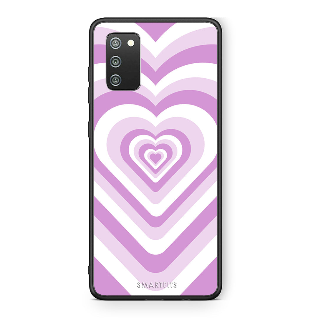 Samsung A02s Lilac Hearts θήκη από τη Smartfits με σχέδιο στο πίσω μέρος και μαύρο περίβλημα | Smartphone case with colorful back and black bezels by Smartfits