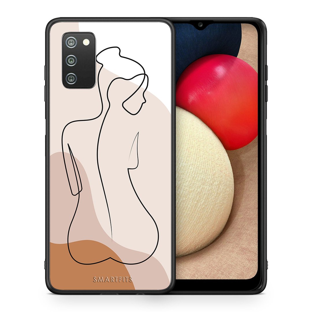 Θήκη Samsung A02s LineArt Woman από τη Smartfits με σχέδιο στο πίσω μέρος και μαύρο περίβλημα | Samsung A02s LineArt Woman case with colorful back and black bezels