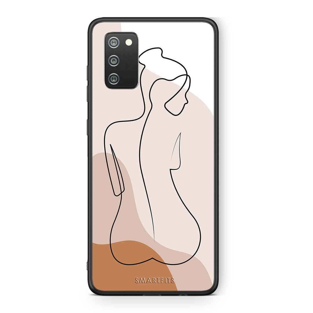 Samsung A02s LineArt Woman θήκη από τη Smartfits με σχέδιο στο πίσω μέρος και μαύρο περίβλημα | Smartphone case with colorful back and black bezels by Smartfits