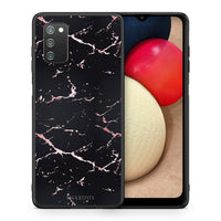 Thumbnail for Θήκη Samsung A02s Black Rosegold Marble από τη Smartfits με σχέδιο στο πίσω μέρος και μαύρο περίβλημα | Samsung A02s Black Rosegold Marble case with colorful back and black bezels