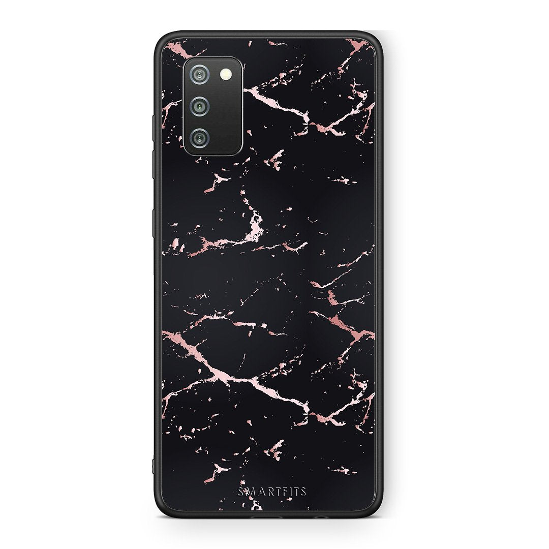4 - Samsung A02s Black Rosegold Marble case, cover, bumper