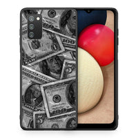 Thumbnail for Θήκη Samsung A02s Money Dollars από τη Smartfits με σχέδιο στο πίσω μέρος και μαύρο περίβλημα | Samsung A02s Money Dollars case with colorful back and black bezels