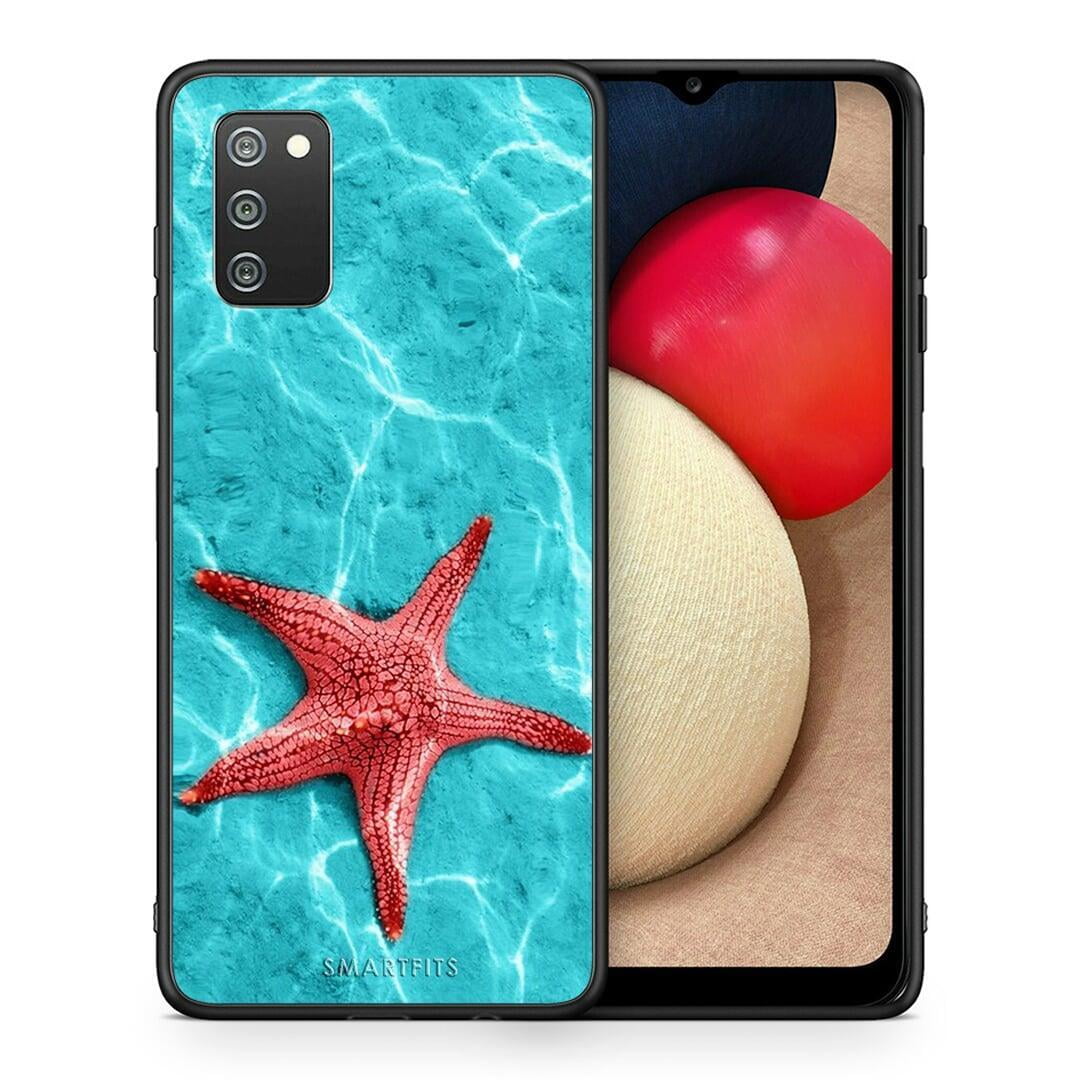 Θήκη Samsung A02s Red Starfish από τη Smartfits με σχέδιο στο πίσω μέρος και μαύρο περίβλημα | Samsung A02s Red Starfish case with colorful back and black bezels