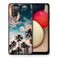 Thumbnail for Θήκη Samsung A02s Sky Summer από τη Smartfits με σχέδιο στο πίσω μέρος και μαύρο περίβλημα | Samsung A02s Sky Summer case with colorful back and black bezels