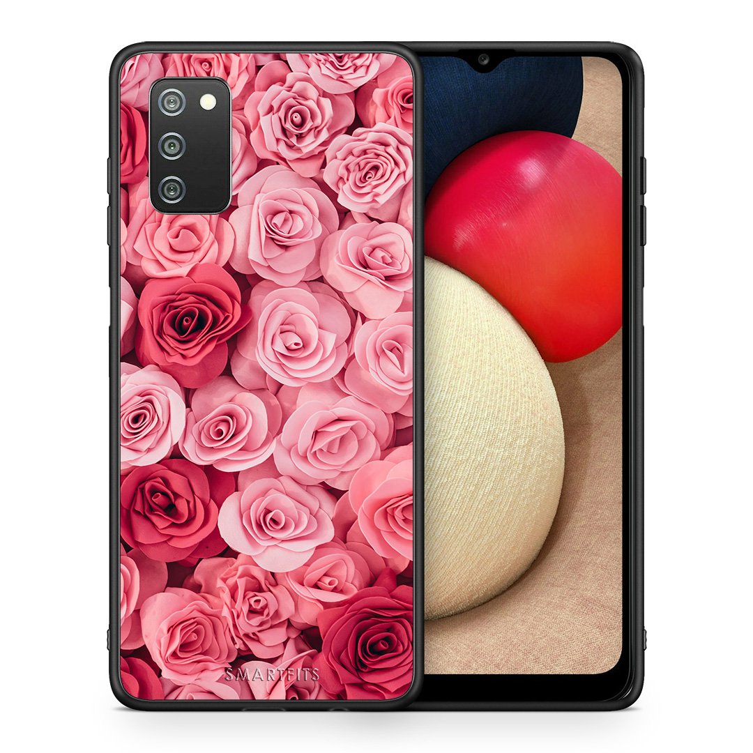 Θήκη Samsung A02s RoseGarden Valentine από τη Smartfits με σχέδιο στο πίσω μέρος και μαύρο περίβλημα | Samsung A02s RoseGarden Valentine case with colorful back and black bezels