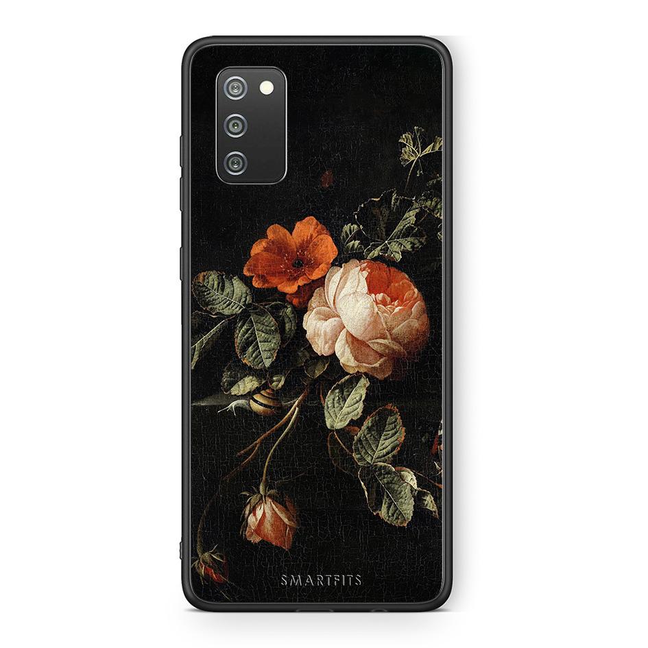 Samsung A02s Vintage Roses θήκη από τη Smartfits με σχέδιο στο πίσω μέρος και μαύρο περίβλημα | Smartphone case with colorful back and black bezels by Smartfits
