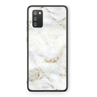 Thumbnail for Samsung A02s White Gold Marble θήκη από τη Smartfits με σχέδιο στο πίσω μέρος και μαύρο περίβλημα | Smartphone case with colorful back and black bezels by Smartfits