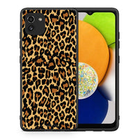 Thumbnail for Θήκη Samsung A03 Leopard Animal από τη Smartfits με σχέδιο στο πίσω μέρος και μαύρο περίβλημα | Samsung A03 Leopard Animal case with colorful back and black bezels
