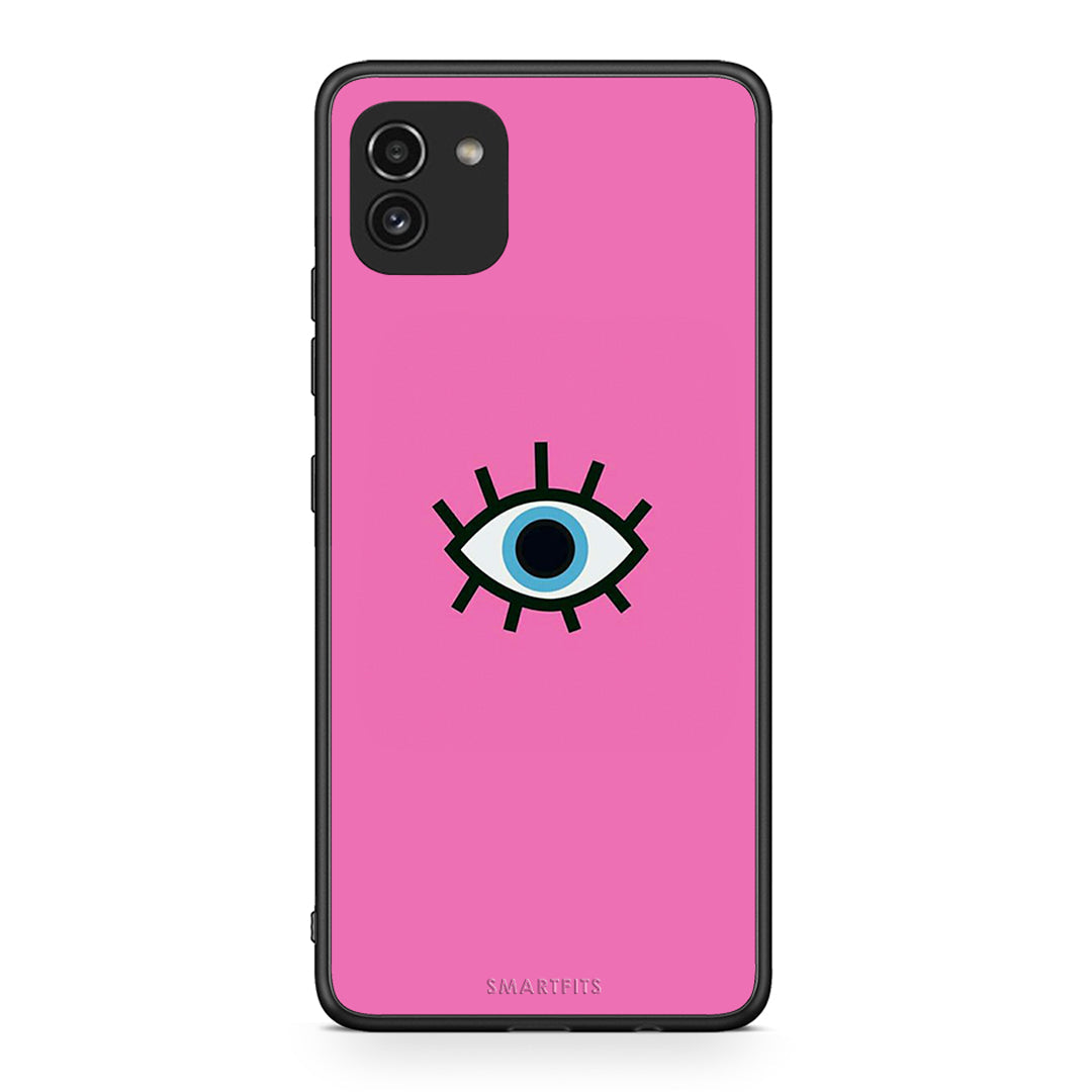 Samsung A03 Blue Eye Pink θήκη από τη Smartfits με σχέδιο στο πίσω μέρος και μαύρο περίβλημα | Smartphone case with colorful back and black bezels by Smartfits