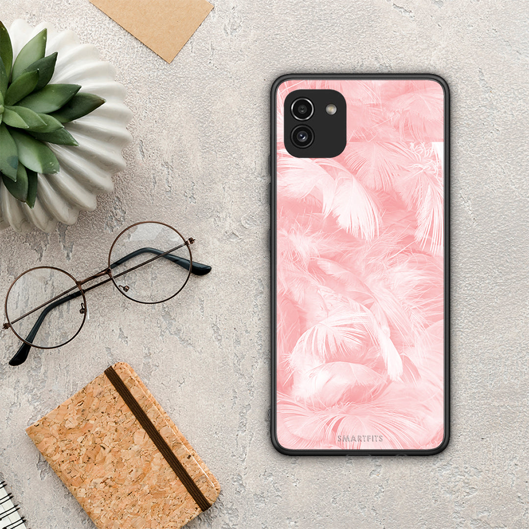 Boho Pink Feather - Samsung Galaxy A03 case