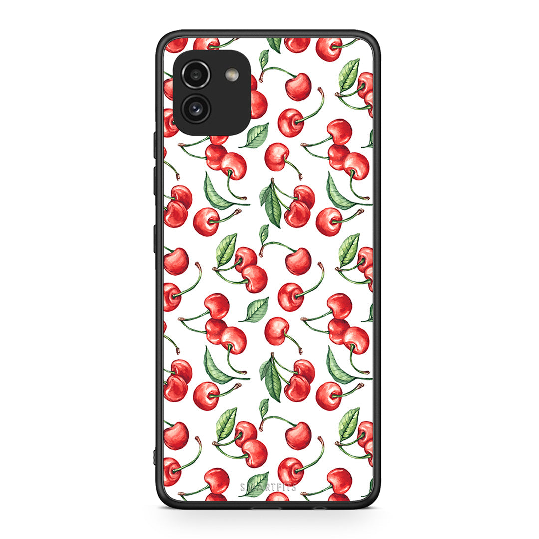 Samsung A03 Cherry Summer θήκη από τη Smartfits με σχέδιο στο πίσω μέρος και μαύρο περίβλημα | Smartphone case with colorful back and black bezels by Smartfits