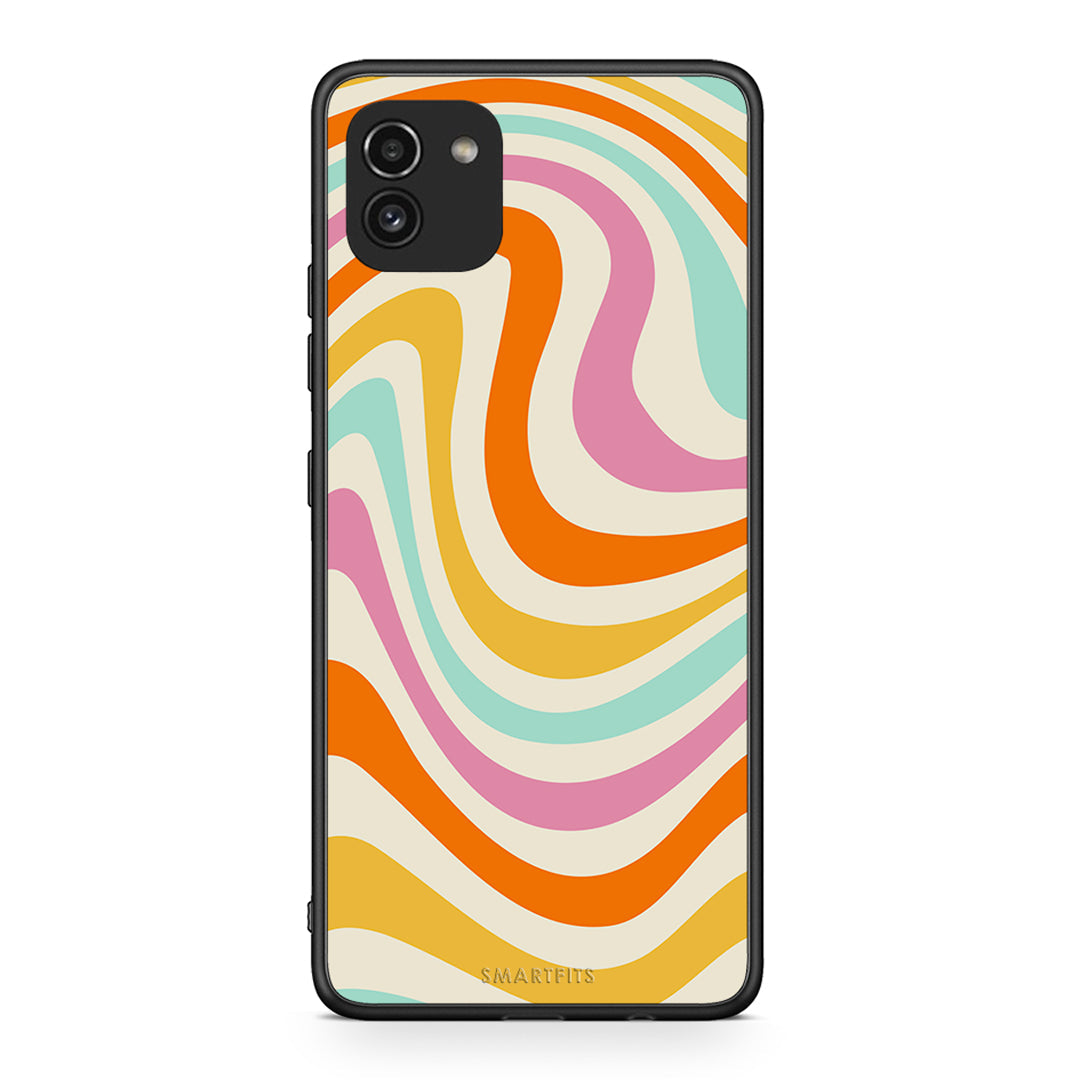 Samsung A03 Colourful Waves θήκη από τη Smartfits με σχέδιο στο πίσω μέρος και μαύρο περίβλημα | Smartphone case with colorful back and black bezels by Smartfits