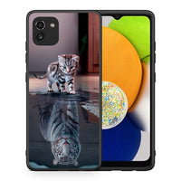 Thumbnail for Θήκη Samsung A03 Tiger Cute από τη Smartfits με σχέδιο στο πίσω μέρος και μαύρο περίβλημα | Samsung A03 Tiger Cute case with colorful back and black bezels