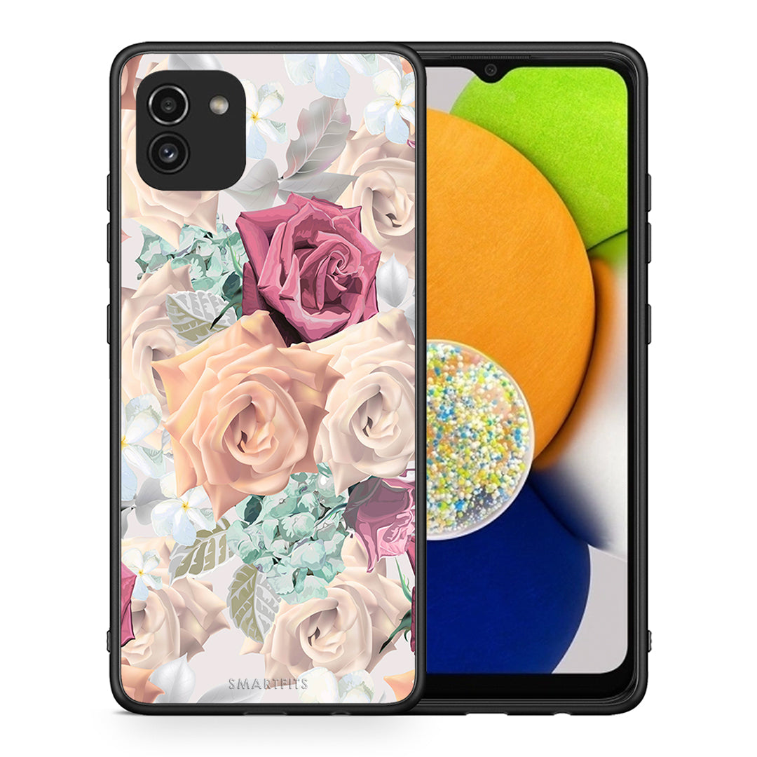 Θήκη Samsung A03 Bouquet Floral από τη Smartfits με σχέδιο στο πίσω μέρος και μαύρο περίβλημα | Samsung A03 Bouquet Floral case with colorful back and black bezels