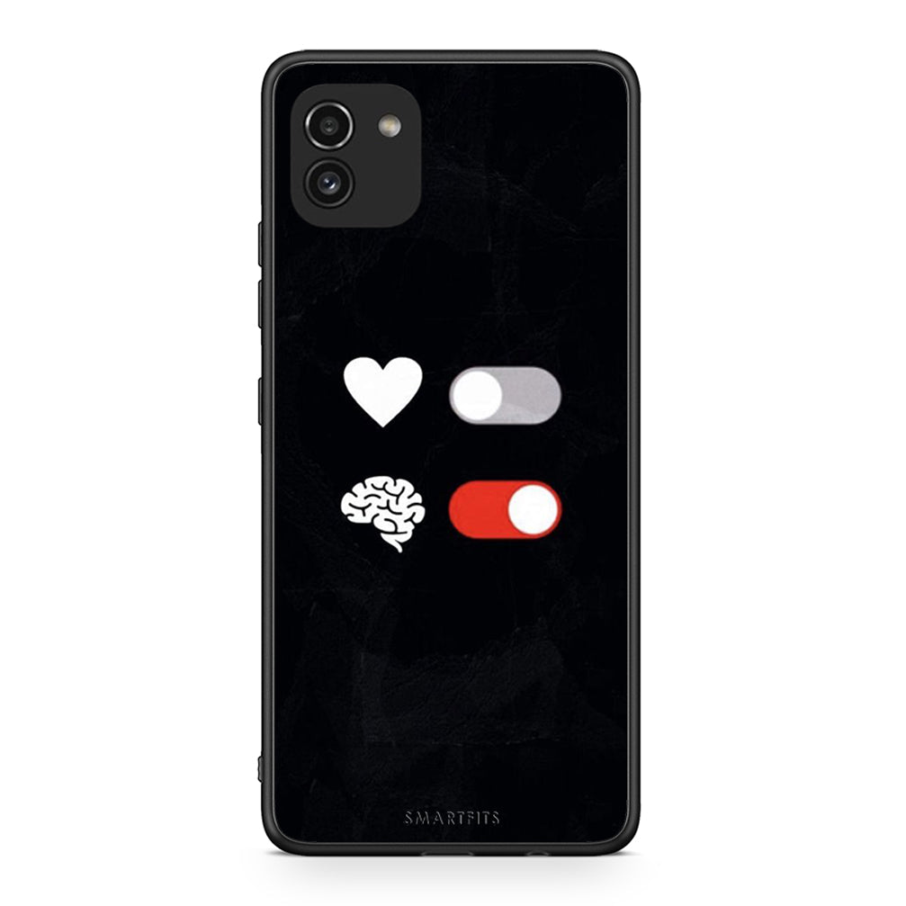 Samsung A03 Heart Vs Brain Θήκη Αγίου Βαλεντίνου από τη Smartfits με σχέδιο στο πίσω μέρος και μαύρο περίβλημα | Smartphone case with colorful back and black bezels by Smartfits