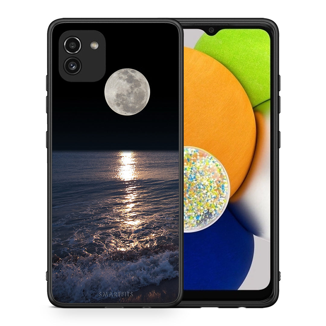 Θήκη Samsung A03 Moon Landscape από τη Smartfits με σχέδιο στο πίσω μέρος και μαύρο περίβλημα | Samsung A03 Moon Landscape case with colorful back and black bezels