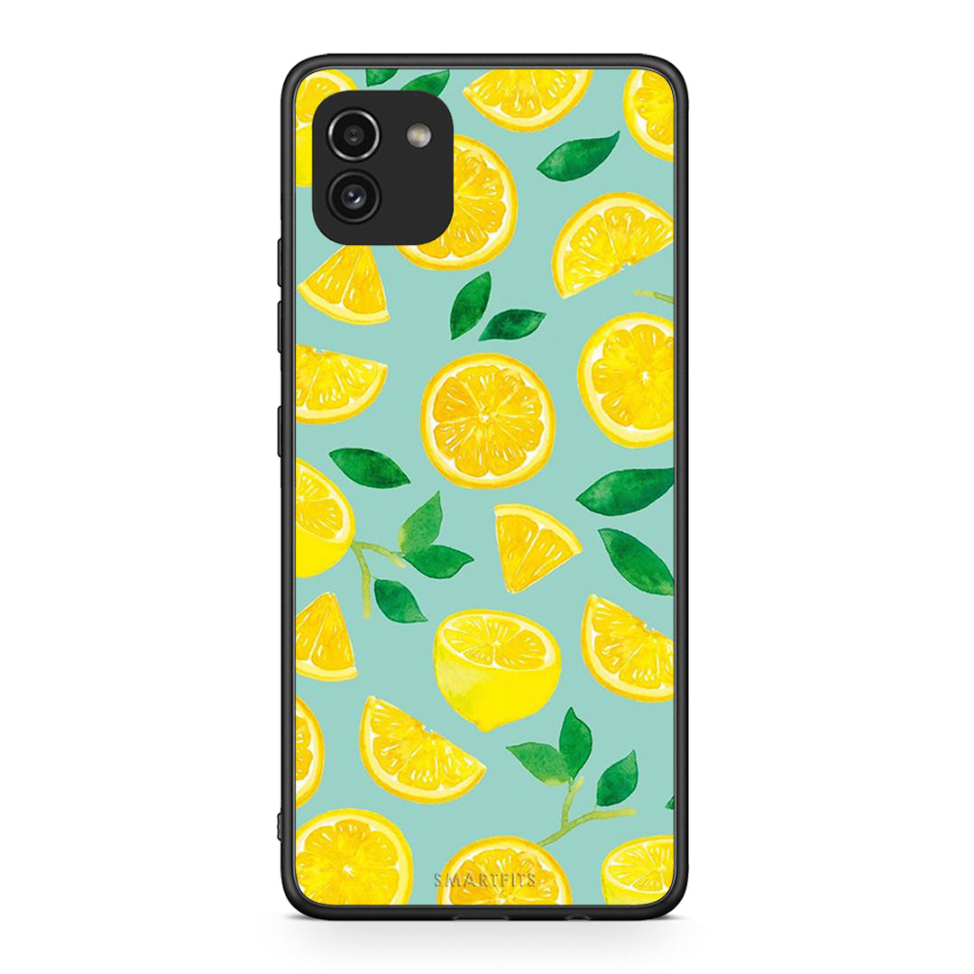 Samsung A03 Lemons θήκη από τη Smartfits με σχέδιο στο πίσω μέρος και μαύρο περίβλημα | Smartphone case with colorful back and black bezels by Smartfits